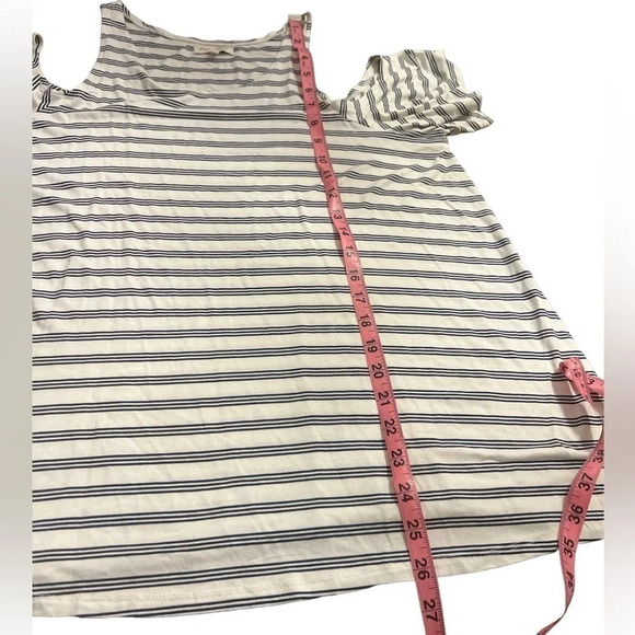Red Camel Cold Shoulder Short Sleeve Blue and White Striped Top - Picture 5 of 9